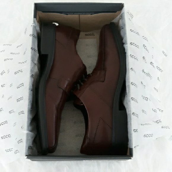 Ecco Brown Leather Oxfords with Square Toe main image 6